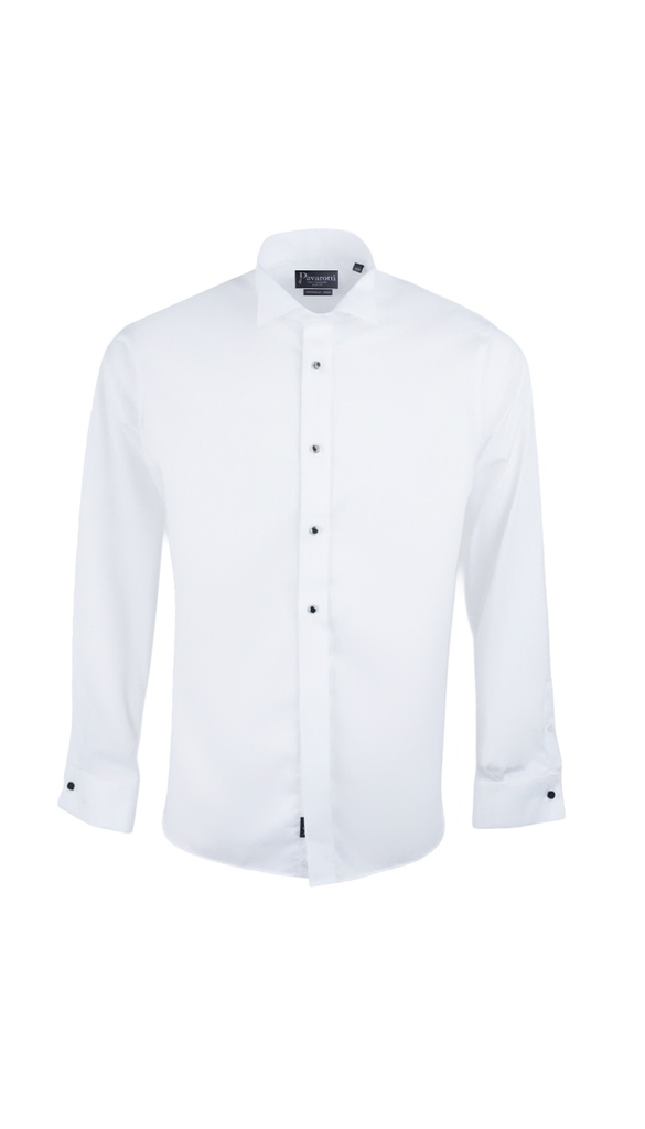 PAVAROTTI Shirt BHJK04001-2600447-W1 96% - 4% WHITE BOW TIE BIB SLIM DOUBEL CUF W-25