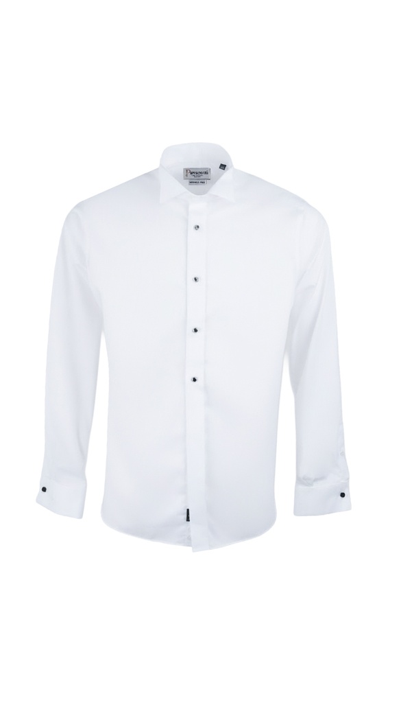PAVAROTTI Shirt BHJ04041-2602045-W1 100% COTTON WHITE BOW TIE BIB CLASSIC DOUBEL CUF W-25