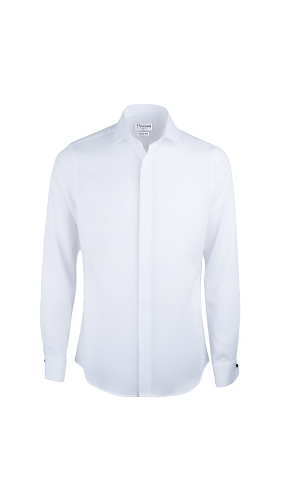 PAVAROTTI Shirt BHJ04041-2602045-W1 100% COTTON WHITE BOW TIE HB SLIM DOUBEL CUF W-25 (XS)