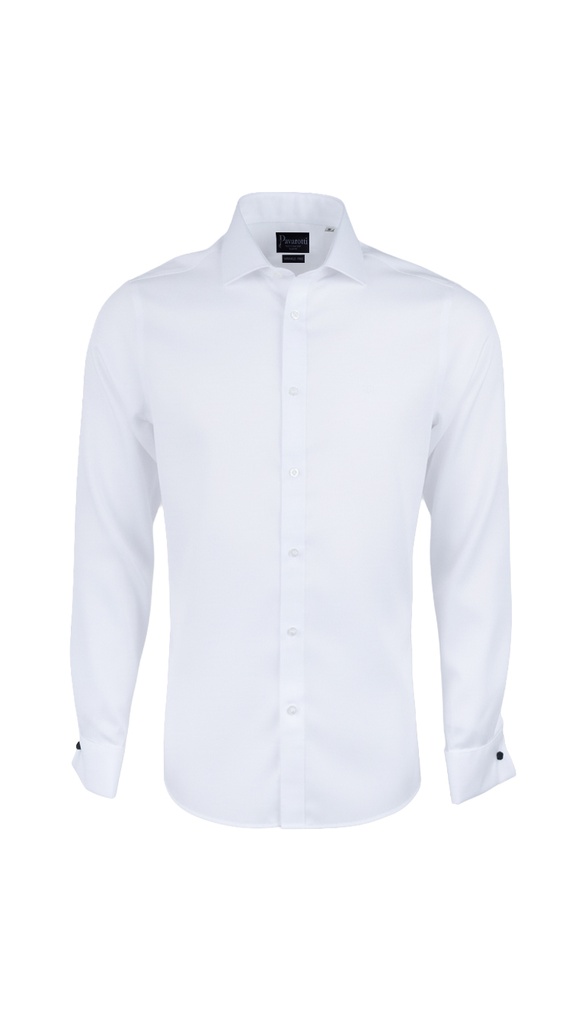 PAVAROTTI Shirt BHJK04001-2600447-W1 96% - 4% WHITE BI SLIM DOUBEL CUF W-25