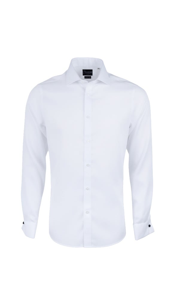 PAVAROTTI Shirt BHJK04001-2600447-W1 96% - 4% WHITE BI SLIM DOUBEL CUF W-25 (XS)