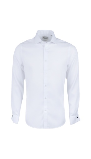 PAVAROTTI Shirt BHJ04041-2602045-W1 100% COTTON WHITE BI SLIM DOUBEL CUF W-25