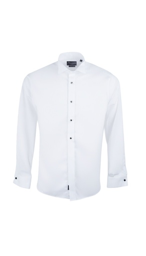 PAVAROTTI Shirt BHJK04001-2600447-W1 96% - 4% WHITE BOW TIE BIB SLIM DOUBEL CUF W-25