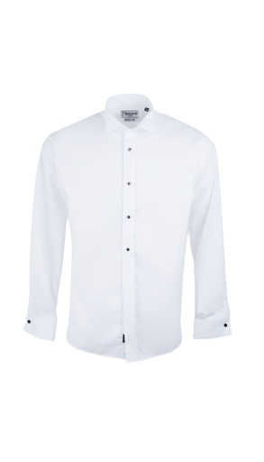 PAVAROTTI Shirt BHJ04041-2602045-W1 100% COTTON WHITE BOW TIE BIB CLASSIC DOUBEL CUF W-25